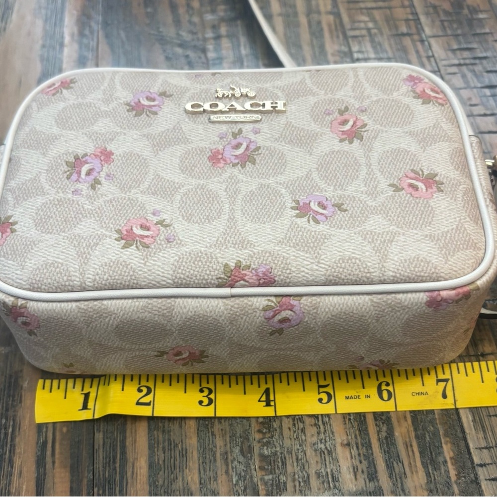 Coach Beige and Pink Floral Crossbody Bag & Wristlet Set - Picture 12 of 16